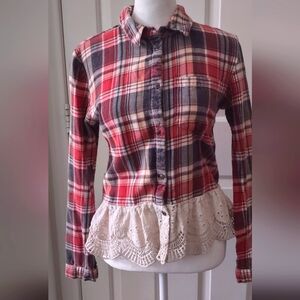 Women's Button up Shirt with Lace Accent